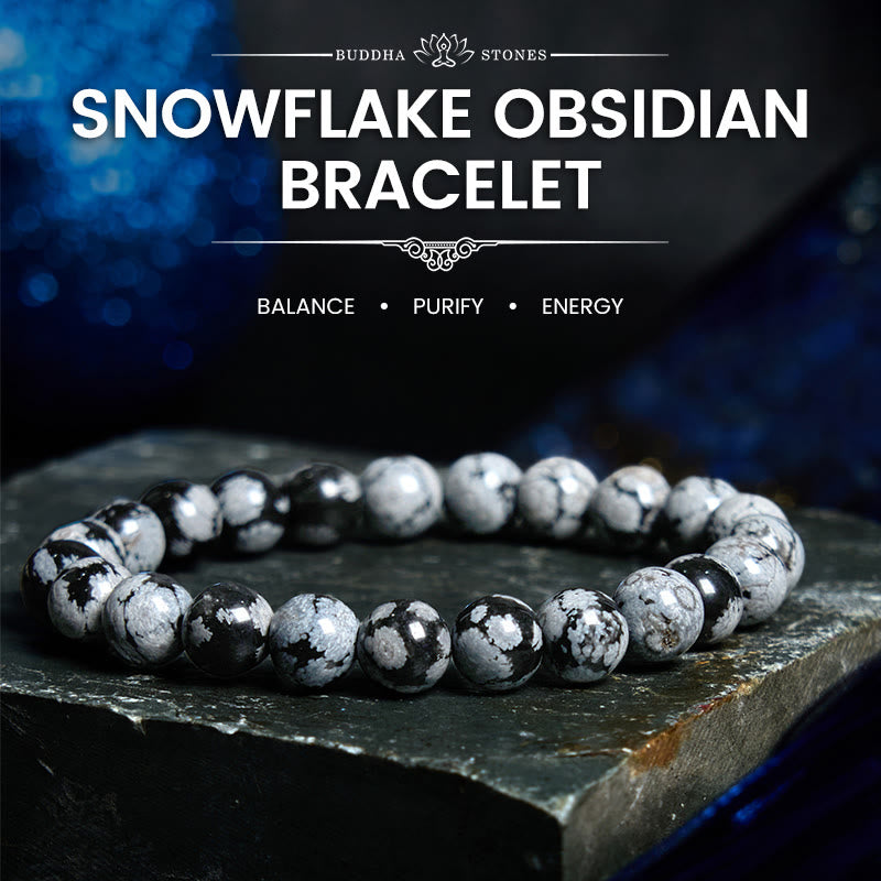 Buddha Stones Snowflake Obsidian Balance Bracelet – buddhastoneshop
