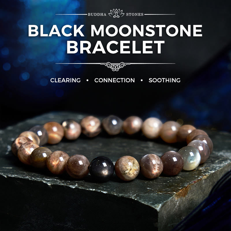 Black Moonstone Buddha outlets Bracelet