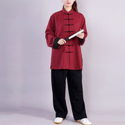 Buddha Stones 2Pcs Fall Winter Frog-Button Tai Chi Meditation Qigong Zen Practice Unisex Cotton Linen Clothing Set (Extra 30% Off | USE CODE: FS30) - image 4