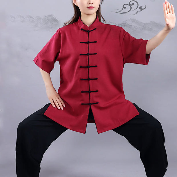 Buddha Stones 2Pcs Fall Winter Frog-Button Tai Chi Meditation Qigong Zen Practice Unisex Cotton Linen Clothing Set (Extra 30% Off | USE CODE: FS30) - image 13