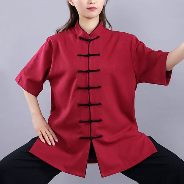 Buddha Stones 2Pcs Fall Winter Frog-Button Tai Chi Meditation Qigong Zen Practice Unisex Cotton Linen Clothing Set (Extra 30% Off | USE CODE: FS30) - image 12