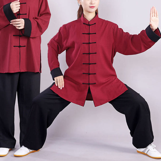 Buddha Stones 2Pcs Fall Winter Frog-Button Tai Chi Meditation Qigong Zen Practice Unisex Cotton Linen Clothing Set (Extra 30% Off | USE CODE: FS30) - image 3