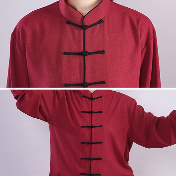 Buddha Stones 2Pcs Fall Winter Frog-Button Tai Chi Meditation Qigong Zen Practice Unisex Cotton Linen Clothing Set (Extra 30% Off | USE CODE: FS30) - image 8