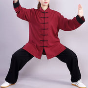 Buddha Stones 2Pcs Fall Winter Frog-Button Tai Chi Meditation Qigong Zen Practice Unisex Cotton Linen Clothing Set (Extra 30% Off | USE CODE: FS30) - image 1