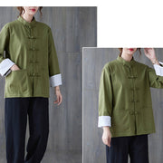 Buddha Stones Women's Frog-Button Long Sleeve Shirt Pants Meditation Cotton Linen Clothing Women's Meditation Cloth BS 3