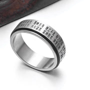 Buddha Stones Bagua Yin Yang Titanium Steel Balance Rotatable Ring Ring BS 4