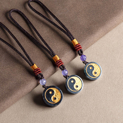 Buddha Stones Yin Yang Jade Harmony Protection Key Chain