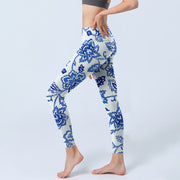 Buddha Stones Flowers Print Gym Leggings Women's Yoga Pants