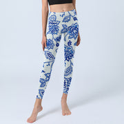 Buddha Stones Flowers Print Gym Leggings Women's Yoga Pants