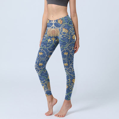 Buddha Stones Lotus Flowers Print Gym Leggings Women's Yoga Pants