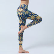 Buddha Stones Interconnected Lotus Flowers Pattern Gym Leggings Women's Yoga Pants