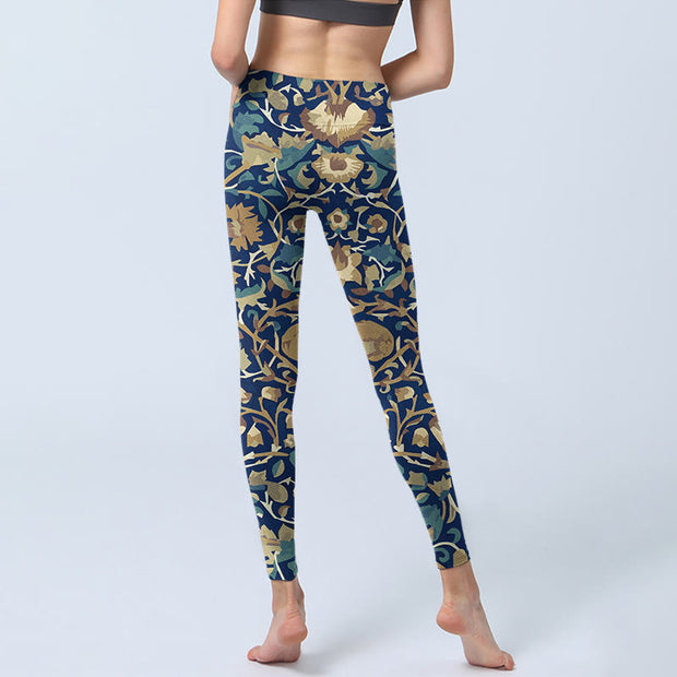 Buddha Stones Interconnected Lotus Flowers Pattern Gym Leggings Women's Yoga Pants