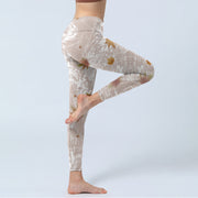 Buddha Stones Maple Leaves Branches Print Gym Leggings Women's Yoga Pants - image 4