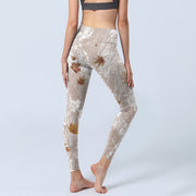 Buddha Stones Maple Leaves Branches Print Gym Leggings Women's Yoga Pants - image 6