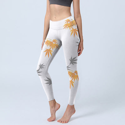 Buddha Stones Maple Gym Leggings Women's Yoga Pants - White - US18，UK/AU22，EU50 (4XL) - image 1