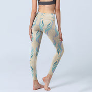 Buddha Stones Blue Purple Green Lines Gym Leggings Women's Yoga Pants - image 5