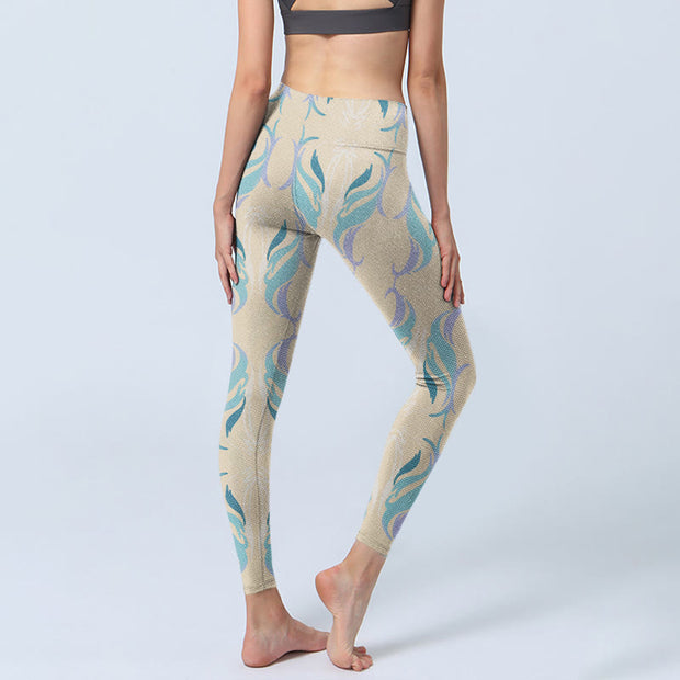 Buddha Stones Blue Purple Green Lines Gym Leggings Women's Yoga Pants - image 5