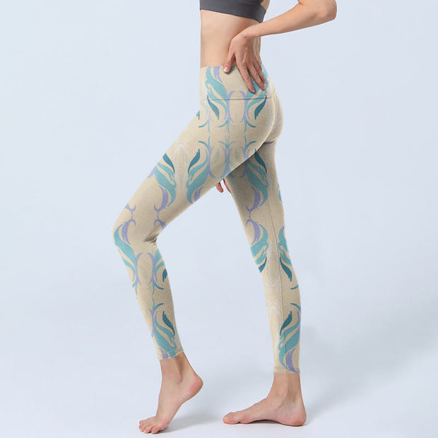 Buddha Stones Blue Purple Green Lines Gym Leggings Women's Yoga Pants - image 3
