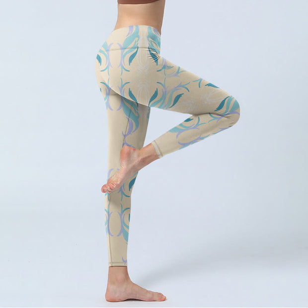 Buddha Stones Blue Purple Green Lines Gym Leggings Women's Yoga Pants - image 4