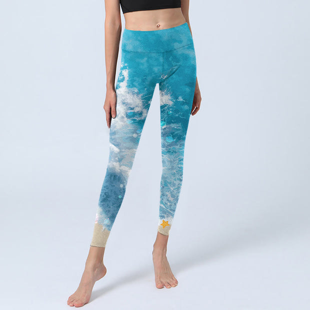 Buddha Stones Ocean Waves Fish Gym Leggings Women's Yoga Pants - image 6