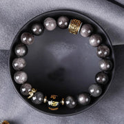 FREE Today: Soothing and Protection Natural Silver Sheen Obsidian Tiger's Eye Six True Words 'Om Mani Padme Hum' Bracelet