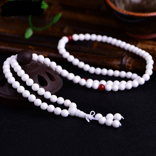 FREE Today: Spiritual Growth 108 Mala Beads White Porcelain Six True Words 'Om Mani Padme Hum' Bracelet