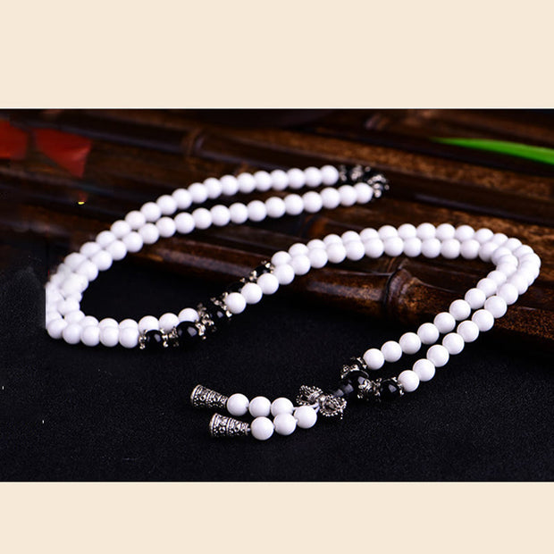 FREE Today: Spiritual Growth 108 Mala Beads White Porcelain Six True Words 'Om Mani Padme Hum' Bracelet