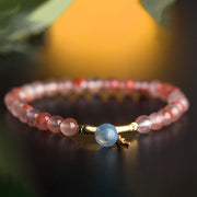 Buddha Stones South Red Agate Aquamarine Pearl Hetian Jade Bamboo Flower Fortune Bracelet Bracelet BS 1