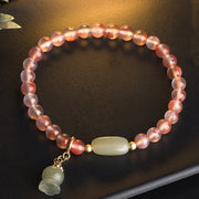 Buddha Stones South Red Agate Aquamarine Pearl Hetian Jade Bamboo Flower Fortune Bracelet Bracelet BS South Red Agate Hetian Jade(Wrist Circumference: 16-18cm)