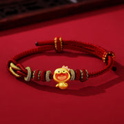 Buddha Stones Red String 925 Sterling Silver Year of the Snake Cute Crown Snake Strength Bracelet