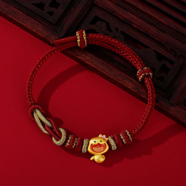 Buddha Stones Red String 925 Sterling Silver Year of the Snake Cute Crown Snake Strength Bracelet