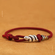 Buddha Stones Red String 925 Sterling Silver Year of the Snake Coin Ring Snake Luck Bracelet