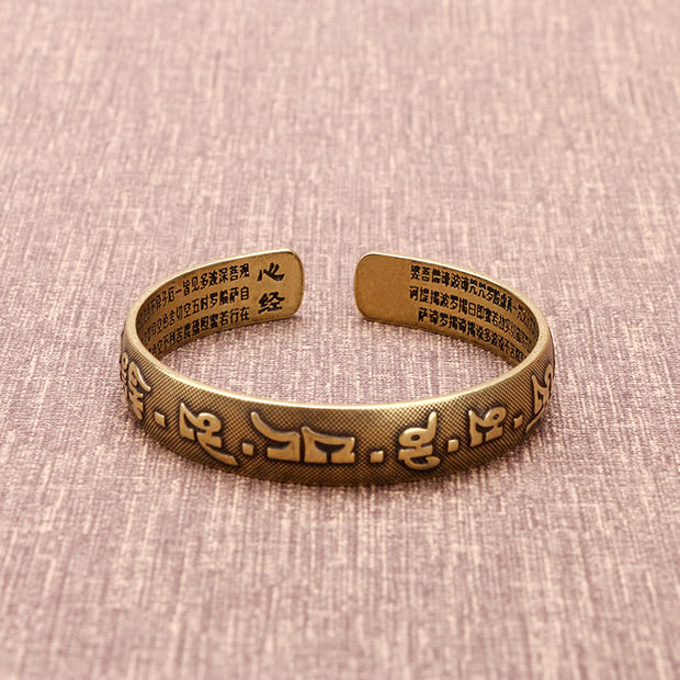 FREE Today: Wisdom and Creativity Six True Words 'Om Mani Padme Hum' Heart Sutra Copper Bracelet Bangle