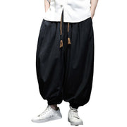 Buddha Stones Solid Color Corduroy Drawstring Thermal  Men's Harem Pants With Pockets