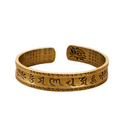 Buddha Stones Six True Words 'om Mani Padme Hum' Heart Sutra Lotus Copper Luck Bracelet Bangle