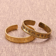 Buddha Stones Six True Words 'om Mani Padme Hum' Heart Sutra Lotus Copper Luck Bracelet Bangle