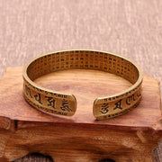 Buddha Stones Six True Words 'om Mani Padme Hum' Heart Sutra Lotus Copper Luck Bracelet Bangle