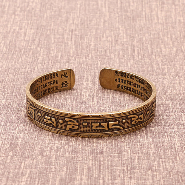 Buddha Stones Six True Words 'om Mani Padme Hum' Heart Sutra Copper Luck Self Care Bracelet Bangle