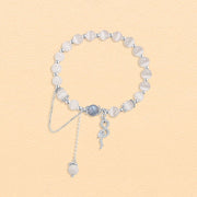 Buddha Stones Chrysoberyl Cat Eye Moonstone 925 Sterling Silver Year of the Snake Peace Bracelet