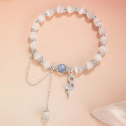 Buddha Stones Chrysoberyl Cat Eye Moonstone 925 Sterling Silver Year of the Snake Peace Bracelet