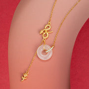 Buddha Stones Chalcedony 925 Sterling Silver Year of the Snake Rose Harmony Necklace Pendant