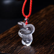 Buddha Stones White Crystal Liuli Year of the Snake Healing Necklace Pendant