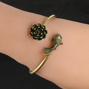 Buddha Stones Lotus Flower Koi Fish Copper Enlightenment Luck Bracelet Bangle