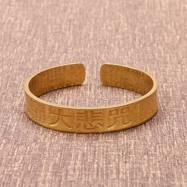 Buddha Stones Great Compassion Mantra Copper Luck Power Bracelet Bangle