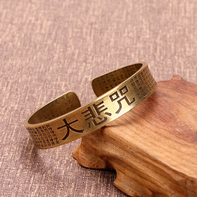 Buddha Stones Great Compassion Mantra Copper Luck Power Bracelet Bangle