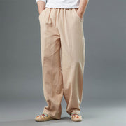 Buddha Stones Casual Solid Color Cotton Linen Men's Pants With Pockets Men's Pants BS 31