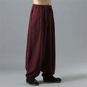 Buddha Stones Casual Solid Color Drawstring Cotton Linen Men's Pants With Pockets Men's Pants BS 23