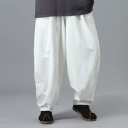 Buddha Stones Casual Solid Color Drawstring Cotton Linen Men's Pants With Pockets Men's Pants BS 9