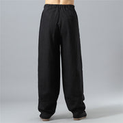 Buddha Stones Casual Solid Color Drawstring Cotton Linen Men's Pants With Pockets Men's Pants BS 14