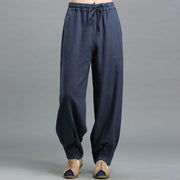 Buddha Stones Casual Plain Color Elastic Drawstring Ramie Linen Men's Pants With Pockets Men's Pants BS 2